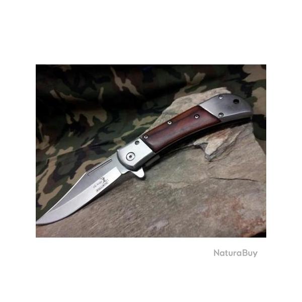 Lot de 3 Couteaux Elk Ridge Classic Linerlock A/O Lame Acier 440 Manche Bois ERA009SW