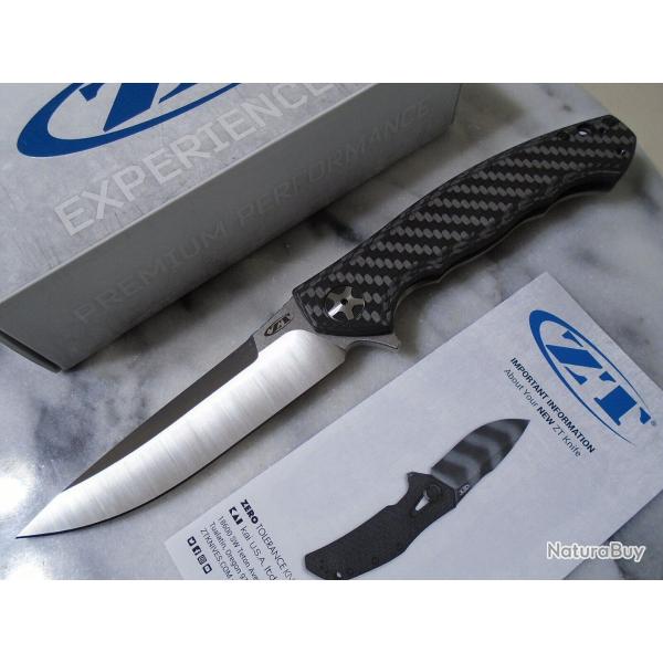 Couteau Zero Tolerance Large Sinkevich Carbon Fiber Acier S35VN Made In USA ZT0452CF