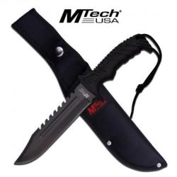 Couteau de Survie Poignard de Chasse Mtech Acier 440 Manche FRN Etui Nylon MT2057BK