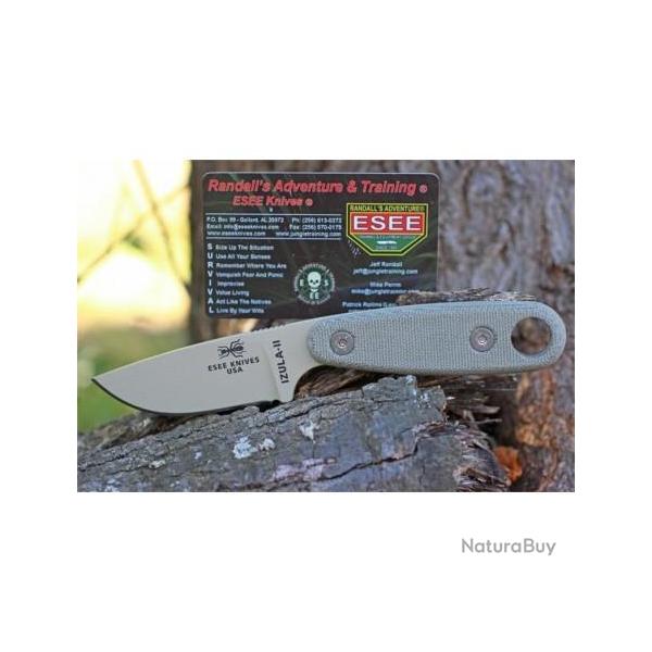 Couteau de Survie ESEE Izula II DT with Kit Carbone 1095 Manche Micarta Desert Tan Made ESIZ2DTKIT
