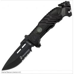 Couteau Tactical Marine Rescue A/O Extraction Evasion Lame Acier 440 Cutter Brise Vitres USMA1023BK