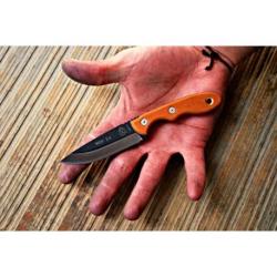 Couteau Tops Mini Scandi Knife Acier Carbon 1095 Manche Micarta Tan Canvas Tops Knives Made TPMSK25