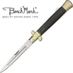 Grand Couteau Stiletto Italian Style Benchmark Lame Acier Carbone Manche Bois BMK035