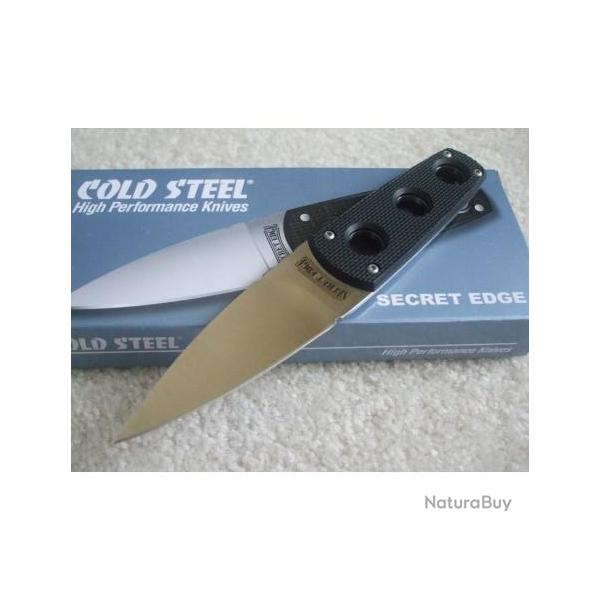CS11SDT Couteau Cold Steel Secret Edge AUS-8A Manche Faux G-10 Etui Secure-Ex
