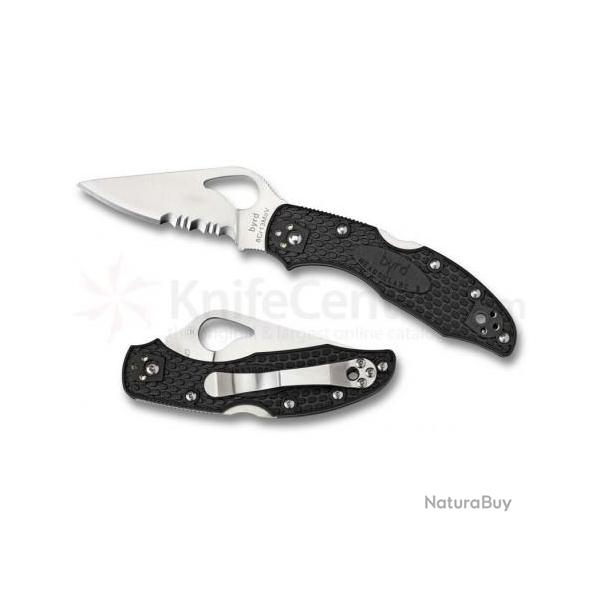 Couteau Spyderco Byrd Meadowlark 2 Combo Flat-Ground Blade, Black FRN Handles BY04PSBK2