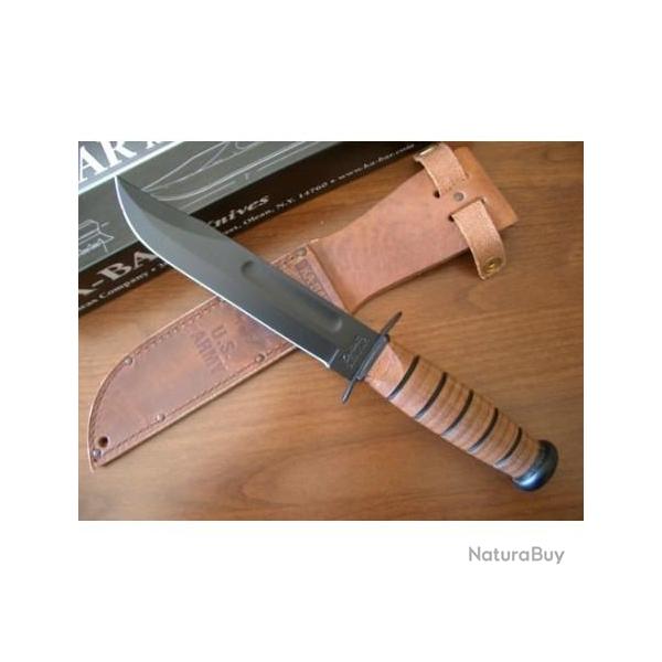 KA1220 Couteau Ka-bar Army Fighting Acier Carbone 1095 Manche Cuir Etui Cuir Made In USA