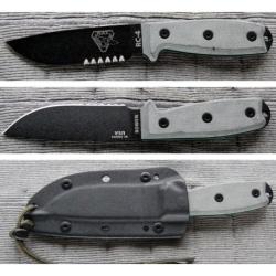 RC4S Couteau de Survie Esee Model 4 Part Carbone 1095 Serrated Manche Micarta Etui Kydex Made In USA