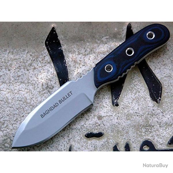 TP03 Couteau TOPS knives Baghdad Bullet Acier Carbone 1095 Manche G-10 Etui Kydex Made In USA
