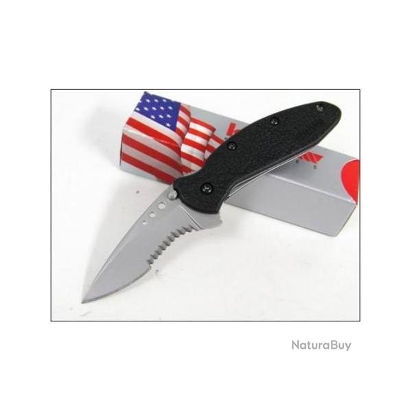 Couteau Kershaw Scallion A/O Partly Serrated Acier 420 Manche FRN Made In USA KS1620ST