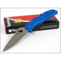 Couteau SPYDERCO Blue ENDURA 4 Flat Ground Plain Edge Acier VG-10 Manche FRN Made In Japan SC10FPBL
