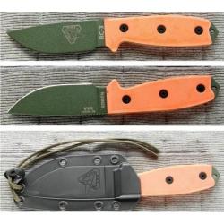 RC3POD Couteau de Survie Esee Model 3 Orange Lame Acier Carbone 1095 Manche G-10 Etui Molded