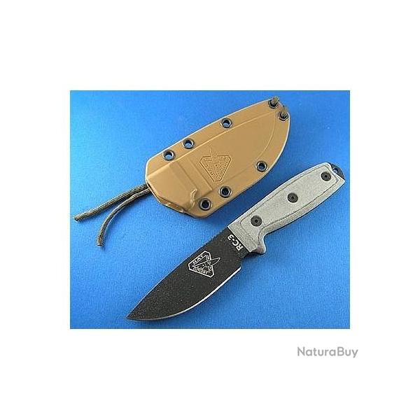 Couteau de Survie ESEE Model 3 Standard Edge RC3 Carbone 1095 Manche Micarta ESEE Made In USA RC3PM