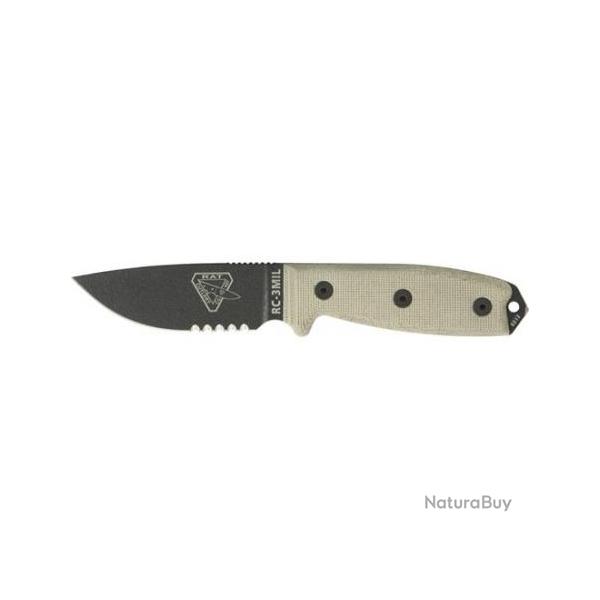 RC3MILS Couteau Esee Model 3MIL Lame Acier Carbone 1095 Manche Micarta Etui Kydex Molle Made USA