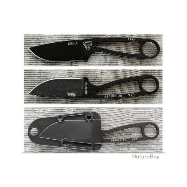RCIBK Couteau ESEE Izula Black + Kit Acier Carbone 1095 Etui Made In USA