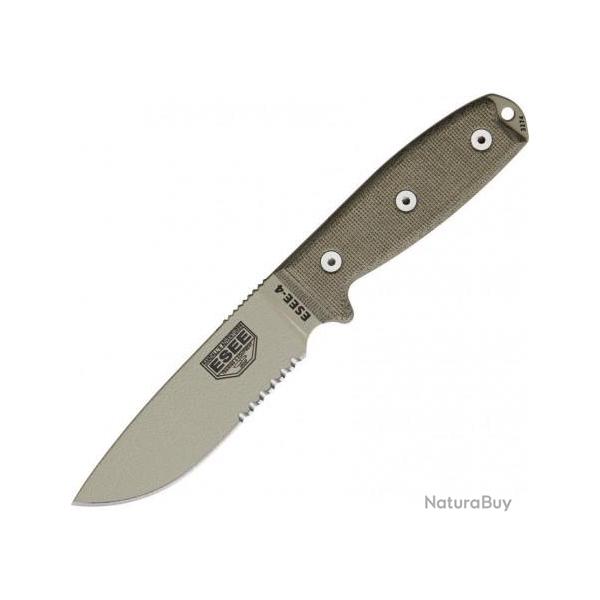 COUTEAU ESEE RAT CUTLERY - RAT Cutlery RC-4 Desert Tan Serrated Knife RC4SDT