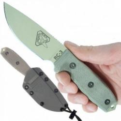 RC3PDT Couteau de Survie Esee Model 3 Standard Edge Desert Tan Acier 1095 Etui kydex Made In USA