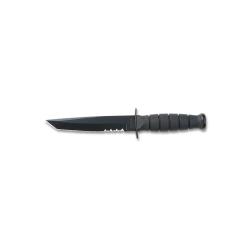 KA5055 Couteau Short Ka-Bar Black Tanto Serrated Lame Acier Carbone 1095 Manche Kraton Made USA