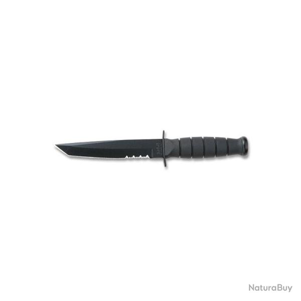 KA5055 Couteau Short Ka-Bar Black Tanto Serrated Lame Acier Carbone 1095 Manche Kraton Made USA