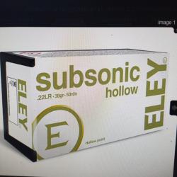 50 Cartouches ELEY subsonic hollow point cal 22lr