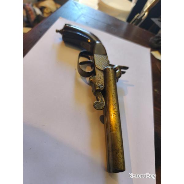 Pistolet � broche double canon ray� artisanat civil sans marquage fonctionnel canon miroir