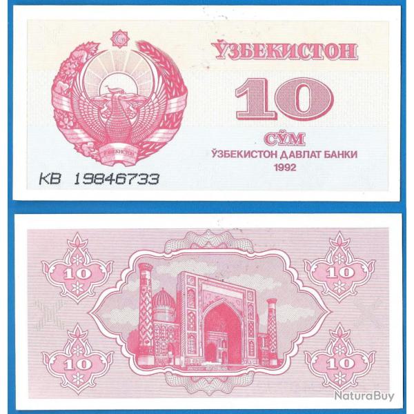 Ouzbekistan 10 Sum 1992 Billet Neuf