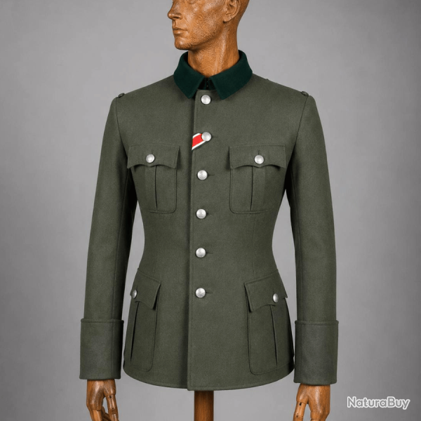 Vareuse d'Officier Allemand M36 - Feldbluse Wehrmacht � Rabats de Manche - Reproduction WW2 L
