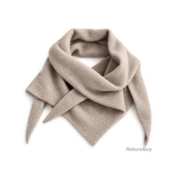 Echarpe triangle avec trou en laine et angora Femme - 4 coloris - Mackie - Fawn