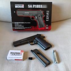 Colt 1911 co2 4.5mm SA P1911 en bo&icirc;te avec filetage pour silencieux