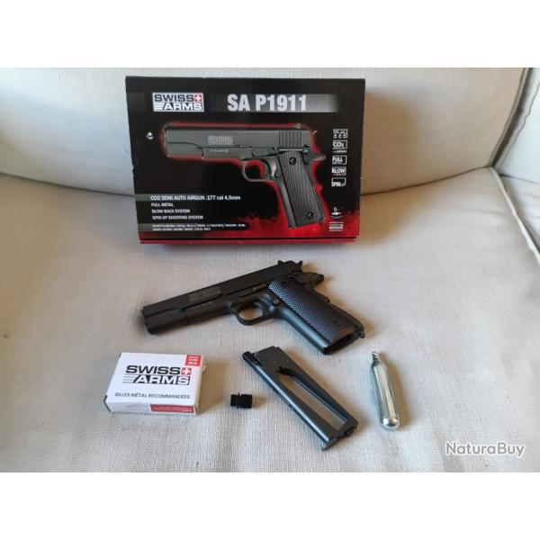Colt 1911 co2 4.5mm SA P1911 en bo�te avec filetage pour silencieux