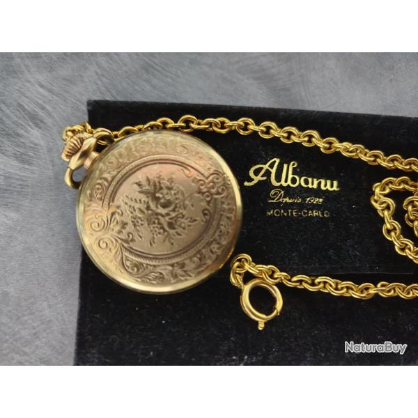 Montre de gousset vintage Albanu / Herot - Plaqu� or - Fonctionne parfaitement