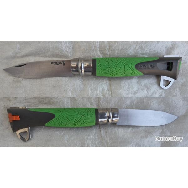 COUTEAU DE SURVIE OPINEL N� 12 EXPLORE VERT - SIFFLET - ALLUME-FEU