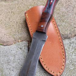 Couteau Dague Scottish Dirk Lame Acier Damas 256 Couches Manche Bois Arlequin Etui Cuir Artisanale
