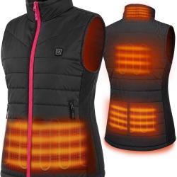 Gilet Chauffant Taille L Femme L&eacute;ger Veste Chauffante, Sans batterie 6 Grandes Zones de Chauffage, 3