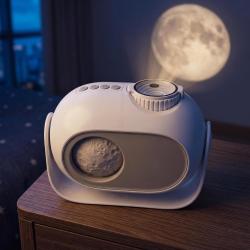 Projecteur 2-en-1 &laquo; Ciel &eacute;toil&eacute; et &eacute;clipse lunaire &raquo; et veilleuse, musique int&eacute;gr&eacute;e, lampe &laquo; &Eacute;clipse