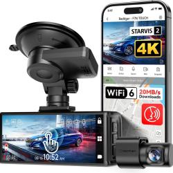 REDTIGER 4K STARVIS 2 Dashcam avant arri&egrave;re, WiFi 5 GHz 20 Mo/s, commande &Eacute;cran tactile, GPS, enregi
