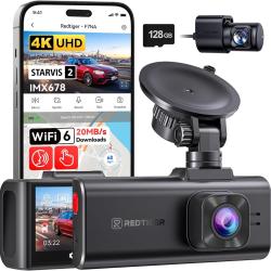 REDTIGER Starvis 2 IMX678 Cam&eacute;ra embarqu&eacute;e 4K avant et arri&egrave;re 8 MP UHD Carte gratuite de 128 Go, Wi