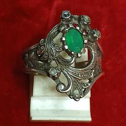 Bague ancienne Art nouveau en argent massif