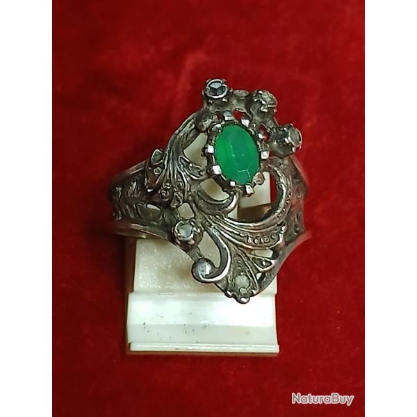 Bague ancienne Art nouveau en argent massif