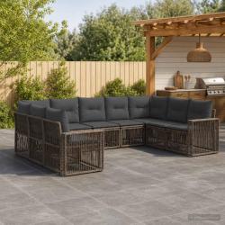 Ensemble de canap&eacute;s, 9 pi&egrave;ces, 9 places, gris et gris fonc&eacute;, pour la terrasse