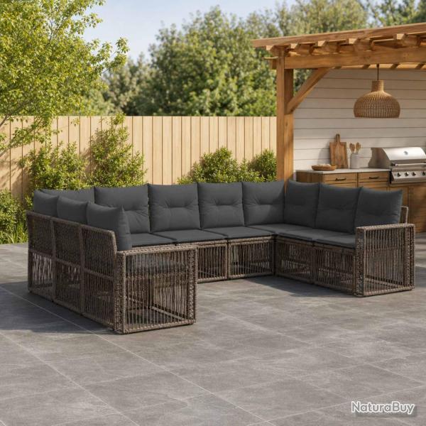 Ensemble de canap�s, 9 pi�ces, 9 places, gris et gris fonc�, pour la terrasse