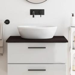 Comptoir de salle de bain marron fonc&eacute; 80x50x2 cm bois trait&eacute;