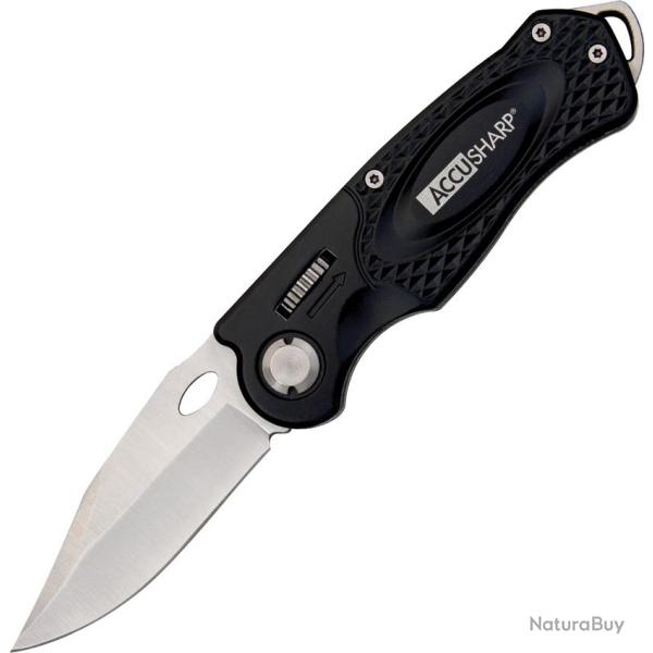 Couteau Pliant AccuSharp Wheel Lame Inox Clip Point Manche Aluminium Noir AS703C