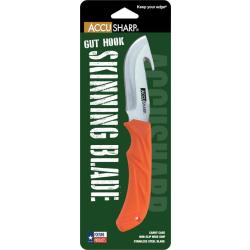 Couteau Fixe AccuSharp Guthook Lame Inox Manche Caoutchouc Orange &Eacute;tui Nylon AS729C
