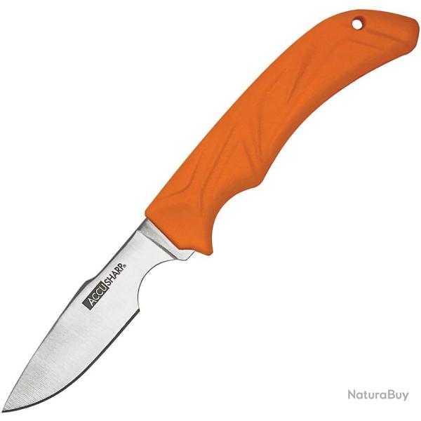 Couteau Fixe AccuSharp Caping Lame Acier 420 Manche Caoutchouc Orange �tui Nylon AS731C