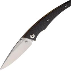 Couteau Pliant Alliance Designs Chisel Lame Acier M390 Manche Titane et Carbone Bronze AL014