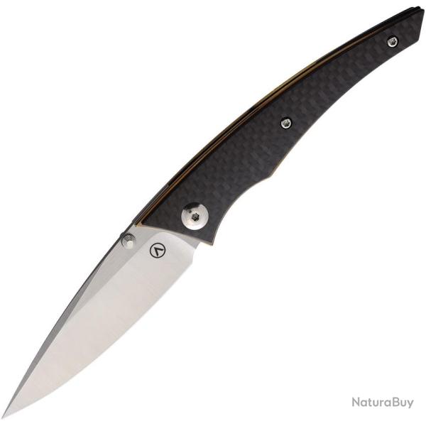 Couteau Pliant Alliance Designs Chisel Lame Acier M390 Manche Titane et Carbone Bronze AL014