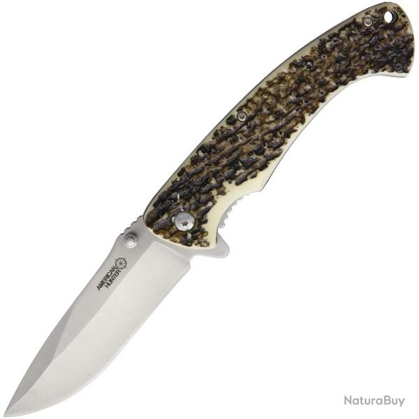 Couteau Pliant American Hunter A/O Lame Inox Manche Imitation Cerf Linerlock AH016