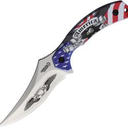 Couteau Fixe American Hunter 250th Anniversary Lame Inox Manche Synth&eacute;tique &Eacute;tui Nylon AH042