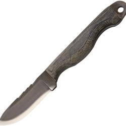 Couteau Fixe Anza Lame Acier 6,3 cm Manche Micarta Noir &Eacute;tui Cuir AZ510M