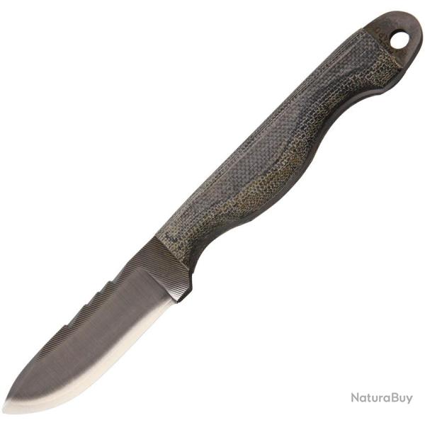 Couteau Fixe Anza Lame Acier 6,3 cm Manche Micarta Noir �tui Cuir AZ510M
